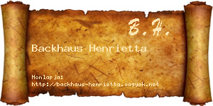 Backhaus Henrietta névjegykártya